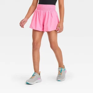 All in Motion Girls High Rise Lined Shorts, Quick Dry UV Protection Pink Medium - Picture 1 of 1