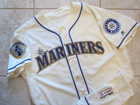 RARE! Authentic KEN GRIFFEY JR Seattle Mariners MLB Majestic Flex Base Jersey 48 Cover