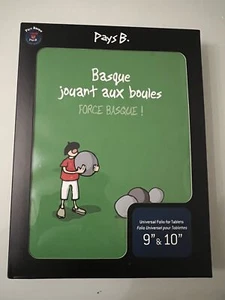 Etui à rabat noir Hihihi pays basque pour tablettes de 9-10 pouces - Photo 1 sur 2