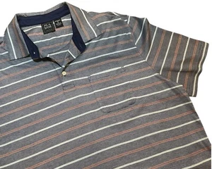 Jos A Bank Traveler Polo Shirt XL Blue Orange Striped SS 100% Cotton MT10 - Imagen 1 de 6