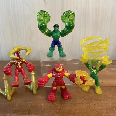 LOTE DE 4 figuras Playskool Marvel Super Hero Squad Spiderman, Hulk, Ironman, Electro 2" Foto 1 de 4