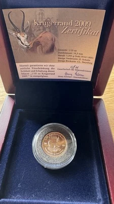 2009 1/10 Gold Krugerrand with Authentication Certificate  In Capsule - Image 1 of 3