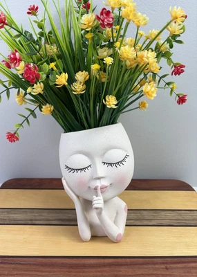 Lindo florero con forma de cabeza para macetas cara de dama ¡Gran regalo SHHH! Foto 1 de 4