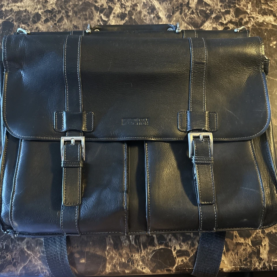 Kenneth Cole Black Leather Computer Case/Bag/Backpack - Image 1 of 4