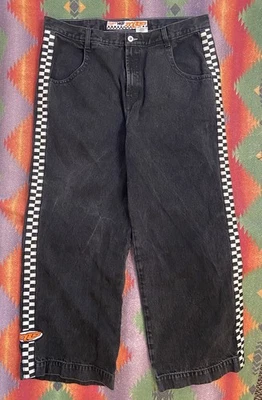 Y2K 90’s Vintage Jnco Jeans 44/32 Rayas Laterales holgados pantalones skater negros Foto 1 de 4