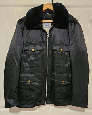 Chaqueta Abrigo Para Hombre Azul Marino Azul Tufnyl Cuello Piel Sintética Forro Acolchado Talla 42R Foto 1 de 4