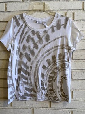 Camiseta Weekends by Chicos 2 Manga Corta Blanco Rayas Cuentas Talla Grande Foto 1 de 4