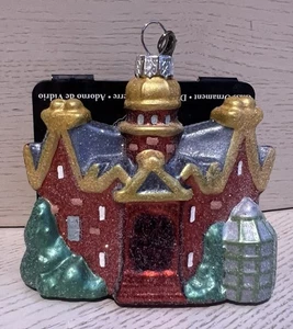 Disney Parks 2025 Haunted Mansion Glass Glitter Building Ornament WDW NEW - Picture 1 of 4