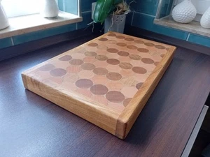 Stirnholz Schneidebrett 45,5x28,5x4,8cm Eiche/Buche Hirnholz Hackblock XXL - Bild 1 von 4