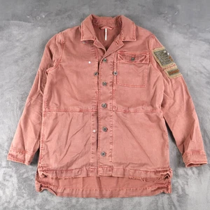 Free People Women's Rose Distressed Beaded Eagle Military Jacket Size XS - Picture 1 of 14