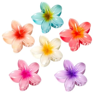 6 Pack Flower Hair Claw Clips for Women, Hawaiian Hibiscus Hair Clips, Cute Hair - Picture 1 of 7