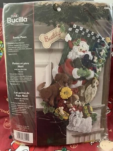 Unfinished Bucilla Christmas Felt 18" Stocking Kit Santa Paws - Picture 1 of 1