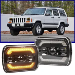 For Jeep 84-2001 Cherokee XJ /For 86-1995 Wrangler Pair 5x7" 7x6 LED Headlights - Picture 1 of 12