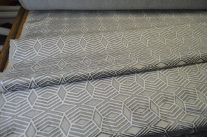 upholstery fabric velvet embossed cream min k geometric robust - Picture 1 of 5
