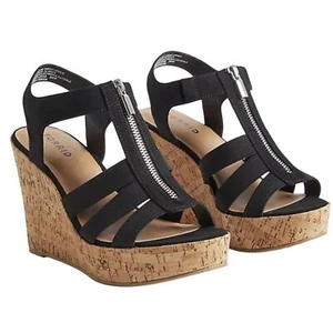 Torrid NWT Zip Wedge Stretch Front Faux Suede Black (WW) Size 12 4" Heel Height - Picture 1 of 6