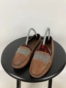 Women's Brunello Cucinelli Leather Monili Trim Loafers Mocassin Size 36 - Picture 1 of 23