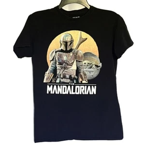 Star Wars The Mandalorian Shirt Mens Size Small Black Grogu Baby Yoda - Picture 1 of 4