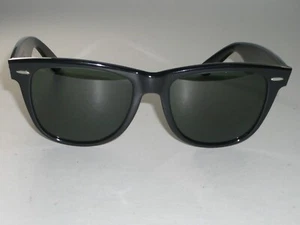 VINTAGE B&L RAY-BAN L1724 WOAS G15 UV CRYSTAL BLACK EBONY WAYFARER II SUNGLASSES - Picture 1 of 8