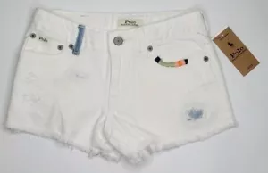 $55 Polo RALPH LAUREN Girls 6 Denim Shorts WHITE Distressed CUT OFF JEANS NWT - Picture 1 of 12