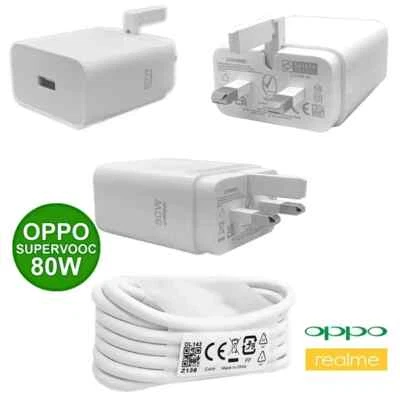 OPPO 80W SUPERVOOC Fast Charger with 6A USB-C Cable UK/EU Plug for Phone/iPad - Image 1 of 3