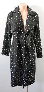 Sunny Girl Jacket Womens Size 8 Black White Polka dot Trench Pockets Belt - Picture 1 of 8