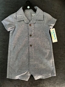 Carter's Child of Mine Baby Boy Blue Romper One Piece Size 3-6 Months - Picture 1 of 2