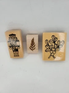 Lot 3~PSX, Clearnap, Anitas Leaves Berries & Nutcracker Wood Mount Rubber Stamps - Picture 1 of 3
