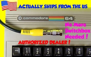 RCA Video Cable + or RF TV Connector Adapter Commodore 64 C64 C-64 Switch Box - Picture 1 of 5