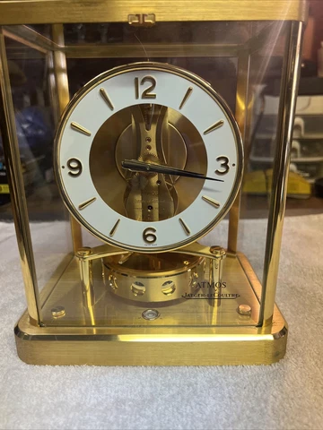 Vintage Jaeger-LeCoultre ATMOS Atomic Mantle Clock w Gold Finish Cover