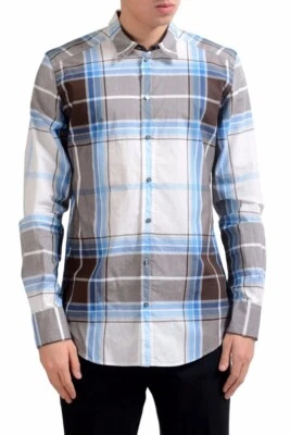 Camisa de vestir Dolce & Gabbana "dorada" de manga larga a cuadros para hombre talla 16 16,5 17 Foto 1 de 4
