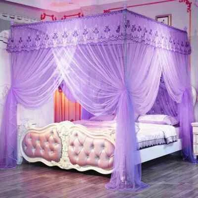 Роскошная противомоскитная сетка занавески 4 угловых стойки навес сетка без кронштейна 180x200 см - Изображение 1 из 4