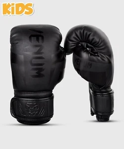 Guantes de boxeo Venum Elite para niños Muay Thai MMA BJJ - negros mate, pequeños - Imagen 1 de 5