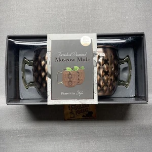 Tarnished Diamond Moscow Mule Mugs Set Of 2 20oz Pure Copper Cups - Picture 1 of 5