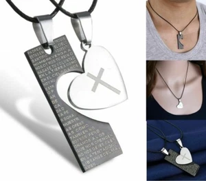 Collana 2in1 Coppia Cuore Amore Amicizia Fidanzati Uomo Donna Acciaio + Omaggio - Foto 1 di 6
