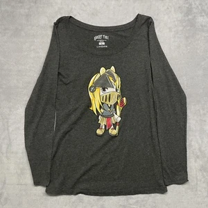 Knight Time Cartoon Ritter Grafik T-Shirt grau Größe Large Anime Langarm - Bild 1 von 6