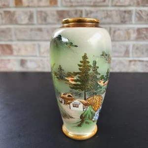Vintage Handpainted Japanese Soko China Hand Painted Gilded 6" Vase Water Wheel - Picture 1 of 10