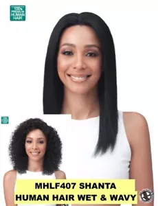 MIDWAY BOBBI BOSS MHLF407 SHANTA WET & WAVY HUMAN HAIR LACE FRONT WIG - Picture 1 of 5