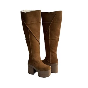 UGG NEW HEIGHTS PLATFORM XTRA CHESTNUT OVER THE KNEE BOOT US 8.5 /EU 39.5/UK 6.5 - Picture 1 of 6