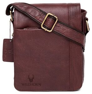 Leather 8.5 inch Sling Messenger Bag Multipurpose Crossbody Bag for Men's