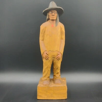 Charles Widmer Sculpture Wood Carving Arkansas Folk Art Native American Man 19" - Image 1 of 4