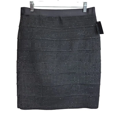 NUEVO CON ETIQUETAS Atención Mujer Falda Lápiz Grande Metal Rocker Gótico Texturizado Concierto Años 90 Foto 1 de 4