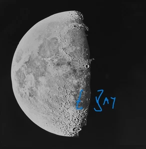 Magic Lantern Slide THE MOON AT FIRST QUARTER 1888 VICTORIAN ASTRONOMY PHOTO - Picture 1 of 5