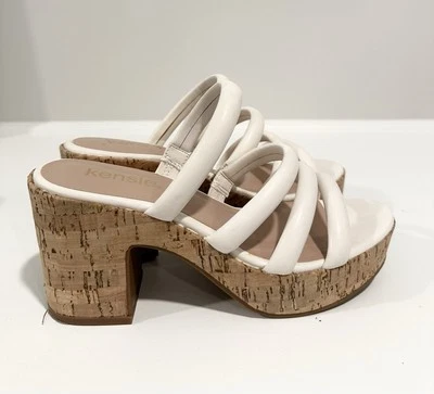 Kensie Mujer Tirantes Sin Corcho Grueso Tacón 3.5 pulgadas Talla 6.5 Marfil Punta Redonda Foto 1 de 4