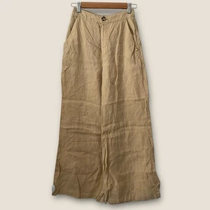 Sportsgirl Pants AU 6 US 2 Linen Wide Leg Beige Quiet Luxury Relaxed Fit Summer - Foto 1 di 5