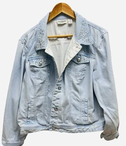 Chico’s Platinum Gr. 3 (XL/16) leichte Jeansjacke Strass Nieten Western - Bild 1 von 9