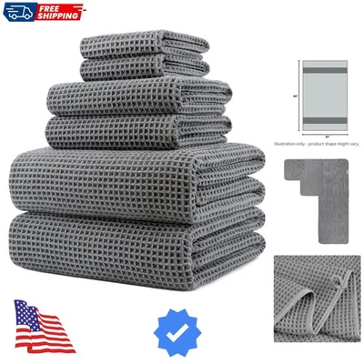 Tamanho grande, 60 x 30 pol., conjunto de toalhas de banho de microfibra sem fiapos secagem rápida, 6 peças... - Imagem 1 de 4