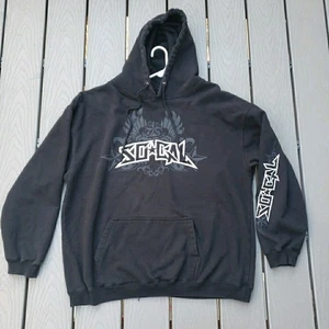 Vintage NO FEAR So Cal Hoodie Men's XL Black Pullover Sweatshirt Streetwear Y2K - Picture 1 of 9