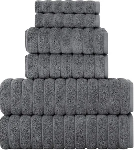 BERIBO Türkisches Handtuch-Set 100% Baumwolle (Wolke) 6-teilig, 620 g/m² (grau) - Bild 1 von 1