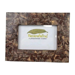 Hawaiian Polynesian Photo Picture Frame~Coconut Shell~Banana Wind Maui~6.5"×8.5" - Picture 1 of 7