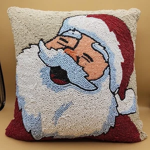 Weihnachtsmann Weihnachten Kissen Perlen 34. & Kiefer Weihnachten Urlaub Dekor 14" Quadrat - Bild 1 von 13